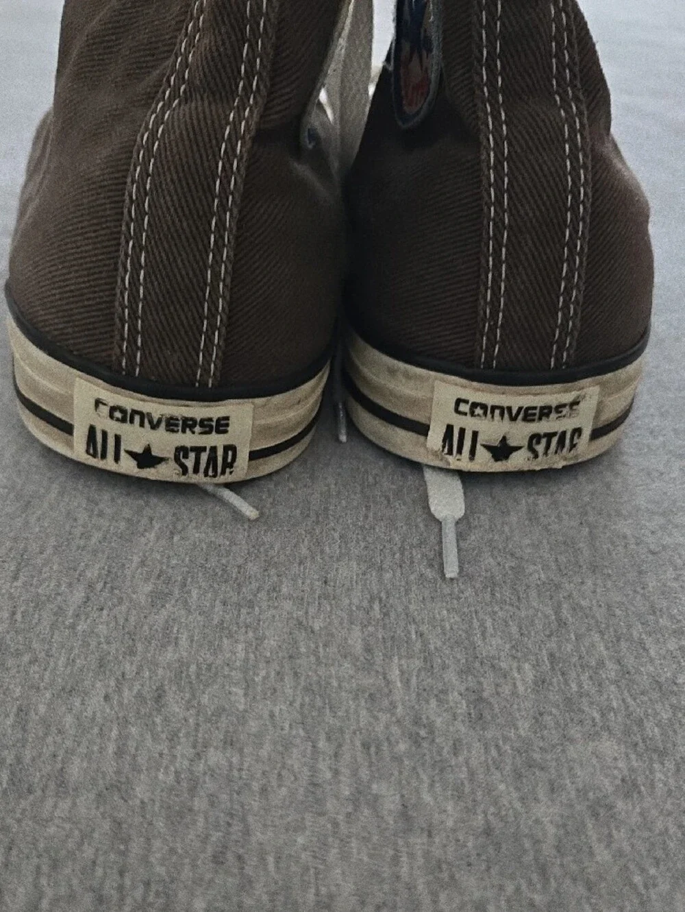 Men's High-Top Canvas Sneakers in Brown with White Laces